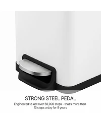 Mega Casa 12 Gal/45 Liter Slim Stainless Steel Step-on Kitchen Trash Can, Hands-Free Foot Pedal, Soft-Close Lid, for Home Office