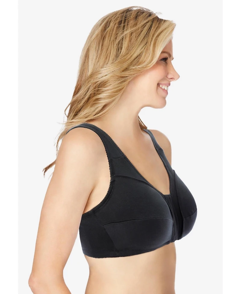 Comfort Choice Women's Cotton Front-Close Wireless Bra