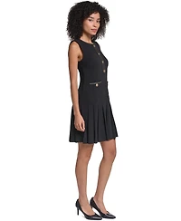 Karl Lagerfeld Paris Women's Scuba Crepe Pleated Skirt A-Line Dress