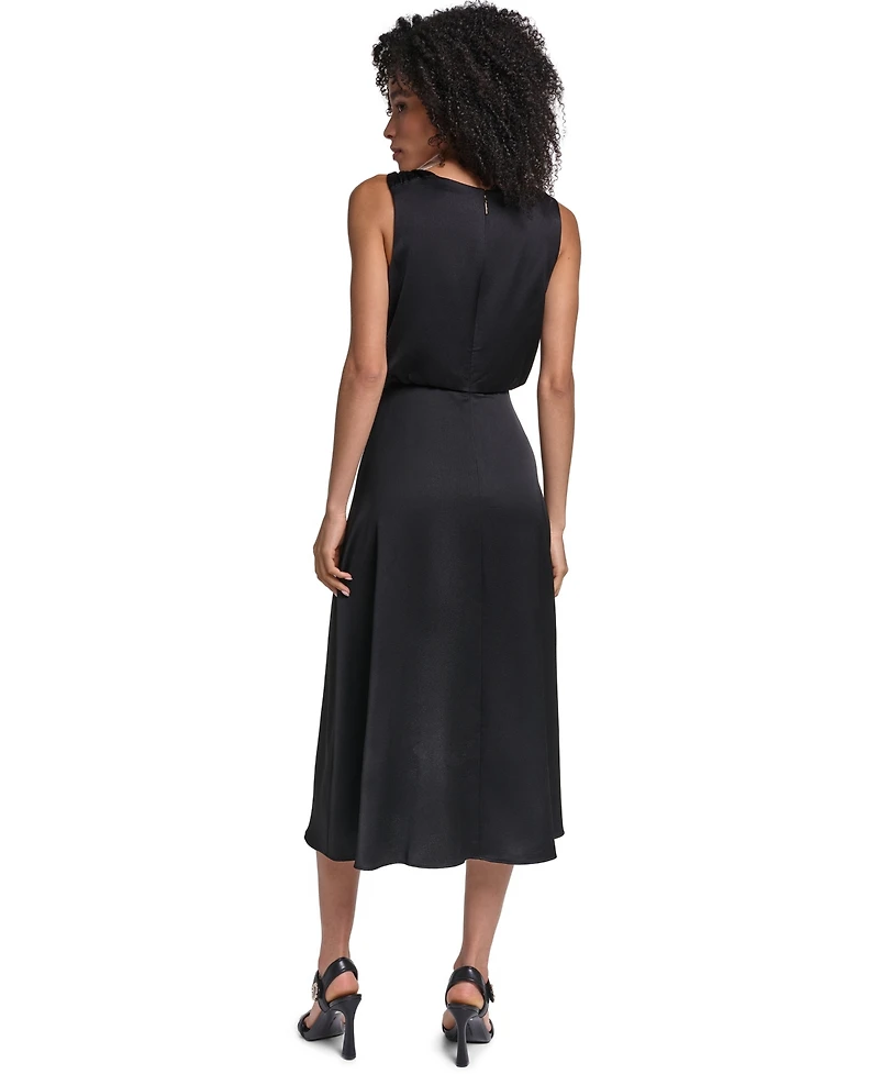 Karl Lagerfeld Paris Women's Satin Sleeveless Midi Dress