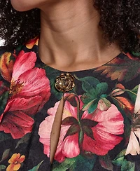 Karl Lagerfeld Paris Women's Floral Print Jacquard Fit & Flare Midi Dress