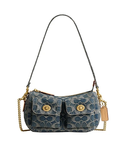 Coach Originals Waverly Signature Denim Twin Turn-Lock Small Shoulder Handbag