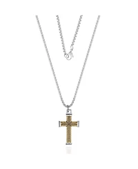 Lucky Brand Stainless Steel (316L) Two Tone Cross Necklace