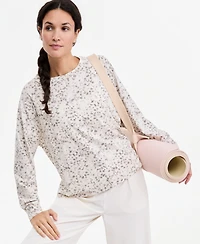 Id Ideology Women's Soft Paw Printed Relaxed-Fit Cotton-Blend Crewneck Long-Sleeve Tee, Macy's Exclusive