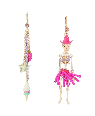 Betsey Johnson Faux-Stone Spooky Cowgirl Skeleton Earrings