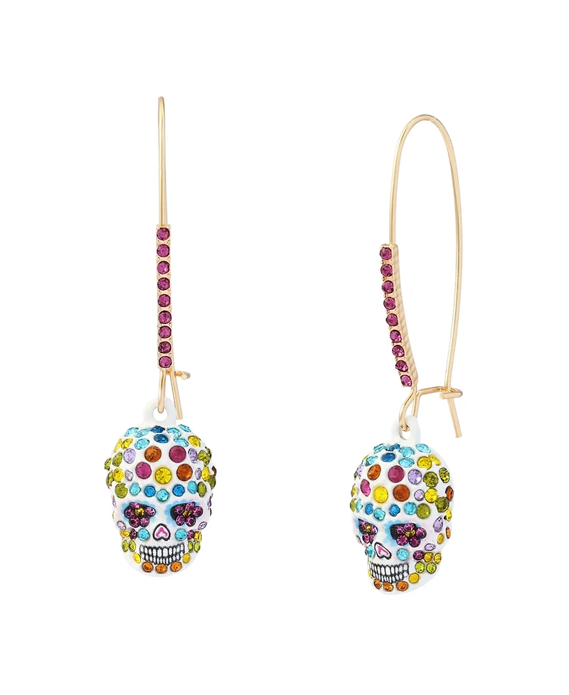Betsey Johnson Faux-Stone Sugar Skull Dangle Earrings