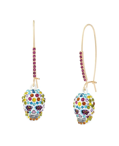 Betsey Johnson Faux-Stone Sugar Skull Dangle Earrings