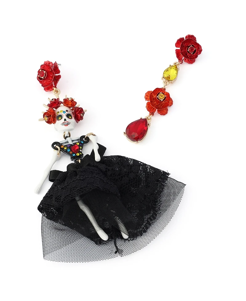 Betsey Johnson Faux-Stone Sugar Skull Bride Drop Earrings