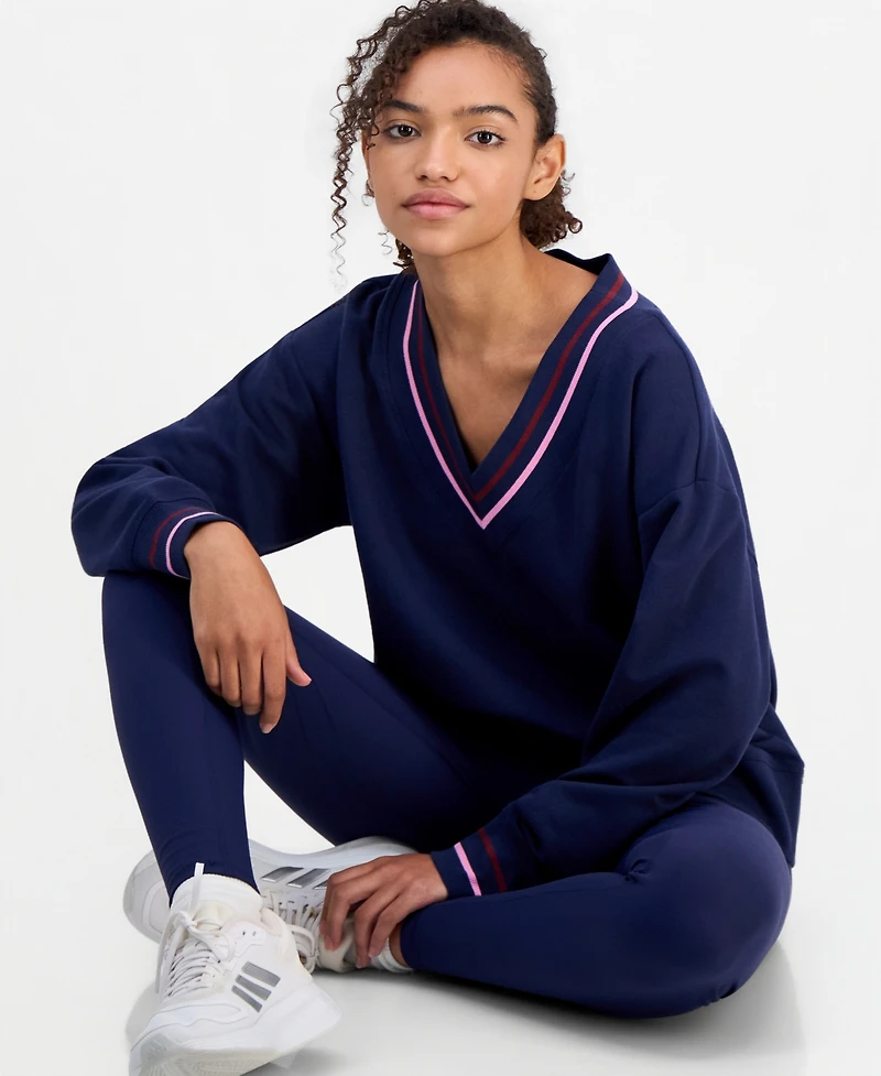 Id Ideology Women's Fleece Long-Sleeve V-Neck Sweater, Macy's Exclusive