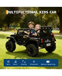 homfan 47.2 x 31.5 29.1 Inch Kids Electric Ride On Car 24V 2 Seater 4WD with Remote 5 mph for Outdoor Play.