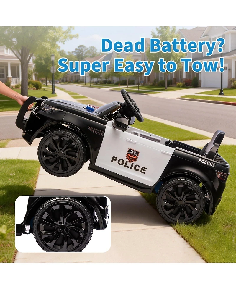 homfan 38.6 x 19.9 11.4 Inch Kids Police Ride On Car Electric Battery Powered Toy Vehicle 3 mph with Remote for Outdoor Play