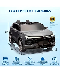homfan 24V 2-Seater Licensed Chevrolet Suv Ride-On - Parent Remote Control, Spring Suspension, Led Lights, Wireless, Safety Belt, 3 Speeds