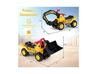 Slickblue 3-in-1 Ride On Toy Excavator with Engine Sounds and Safety Helmet