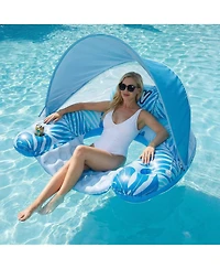 Aofar Pool Float Inflatable Chair Lounge Sun Shade Drink Holder