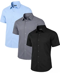 James Tailor Men's Slim-Fit Point Collar Dress Shirt, 3-Pack
