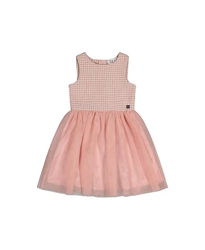 Deux par Deux Toddler Girl (2T-5T) Bi-Material Sleeveless Dress Houndstooth