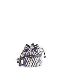Pre-Owned Versace Mini La Greca Bucket Bag Printed Coated Canvas