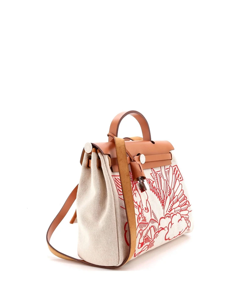 Pre-Owned HERMES 31 Herbag Zip Pegase Pop Toile and Leather