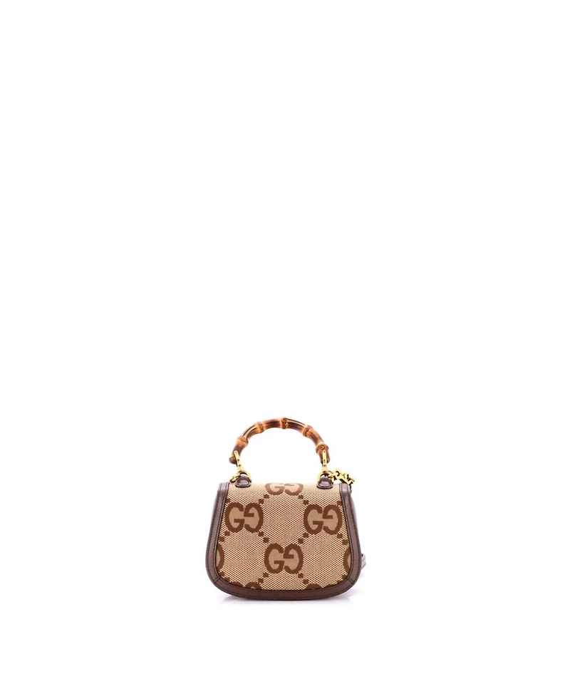 Pre-Owned Gucci Mini Bamboo 1947 Top Handle Bag Jumbo Gg Canvas