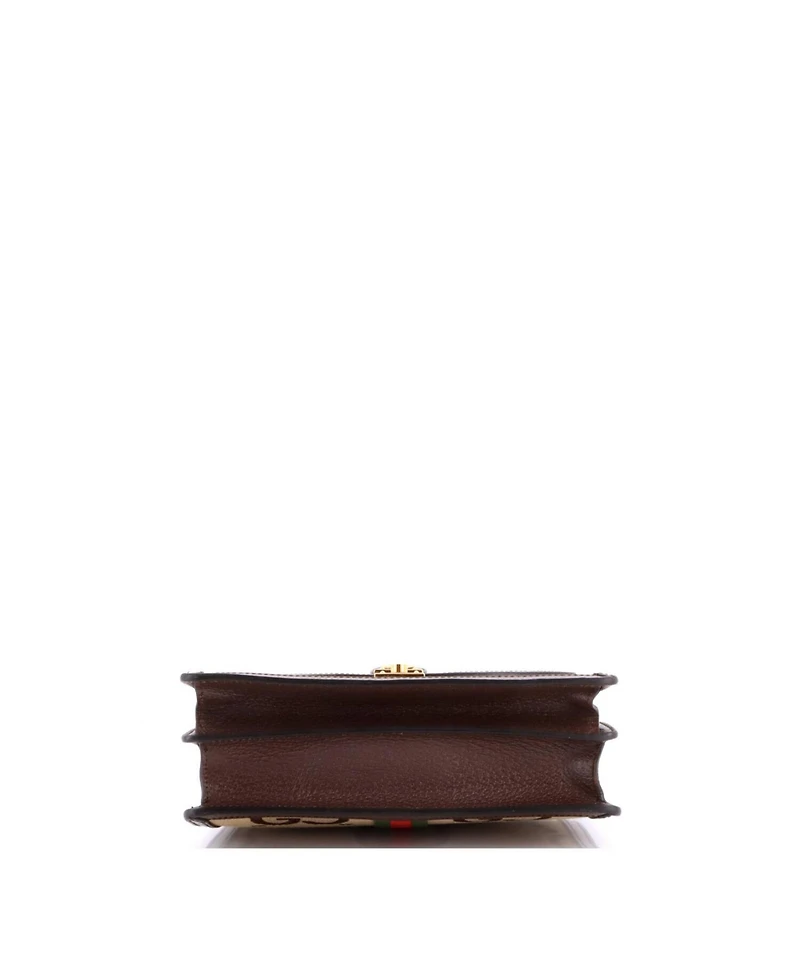 Pre-Owned Gucci Small Ophidia Flap Top Handle Bag Jumbo Gg Canvas