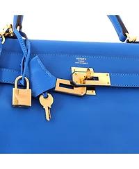 Pre-Owned HERMES Kelly 28 Handbag Evercolor with Gold Hardware