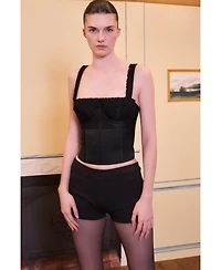 Pcfg Women's Daydreamers Satin Corset With Lace Detail