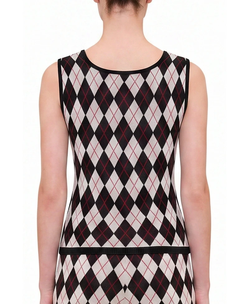 Pcfg Women's Daydreamers Argyle Sleeveless Knit Top