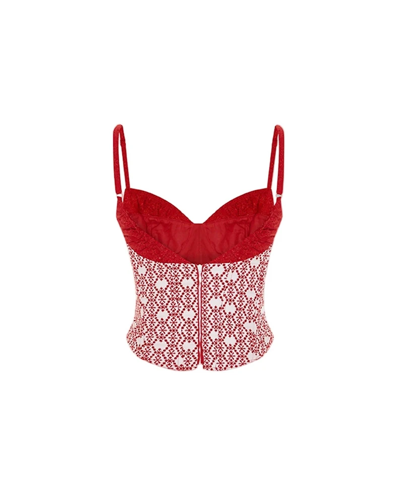 Pcfg Women's The Broderie Anglaise Edit Embroidered Bodice Corset Top