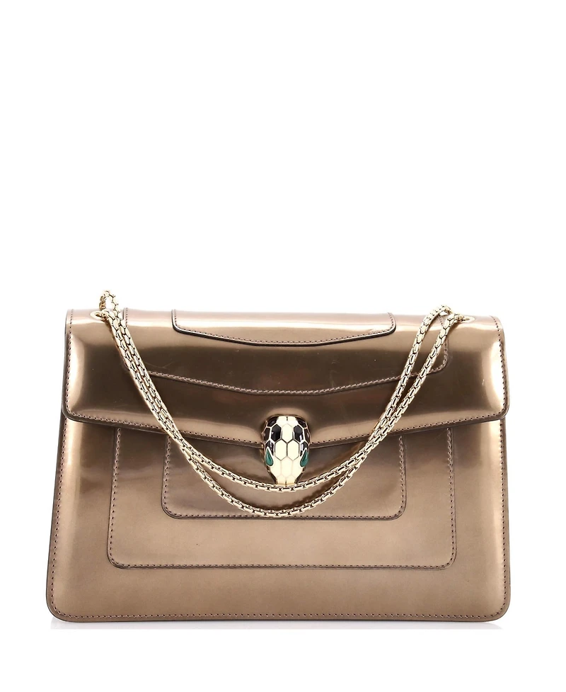 Pre-Owned Bvlgari Medium Serpenti Forever Shoulder Bag Metallic Leather
