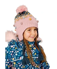 Deux par Deux Little and Big Girl (5-14) Winter Peruvian Knit Hat with Pompom