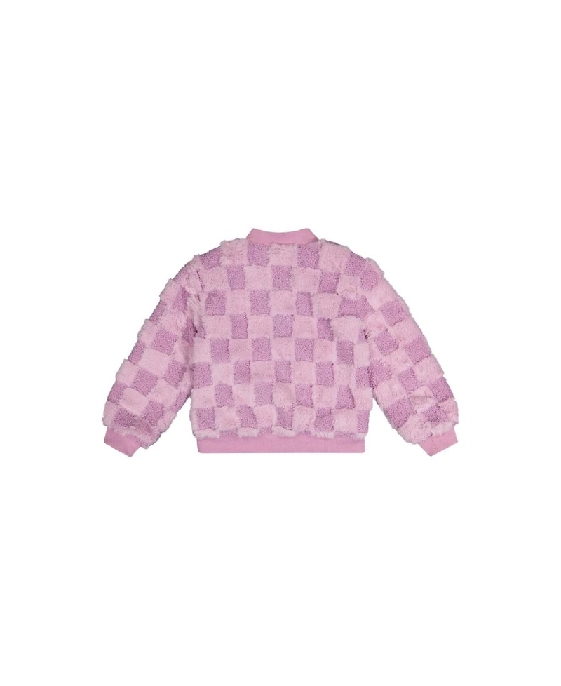 Deux par Deux Little and Big Girl (6 - 12) Faux Fur Jacquard Bomber Jacket