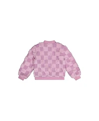 Deux par Deux Little and Big Girl (6 - 12) Faux Fur Jacquard Bomber Jacket