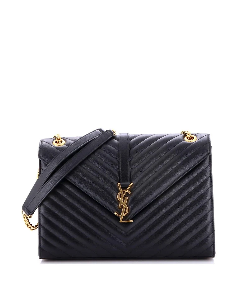 Pre-Owned Saint Laurent Large Classic Monogram Envelope Satchel Matelasse Chevron Leather