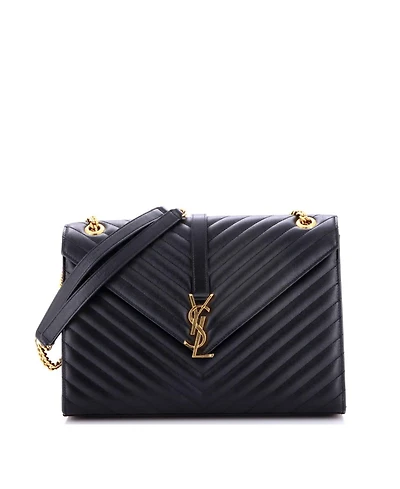 Pre-Owned Saint Laurent Large Classic Monogram Envelope Satchel Matelasse Chevron Leather