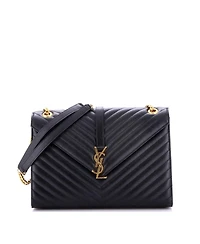 Pre-Owned Saint Laurent Large Classic Monogram Envelope Satchel Matelasse Chevron Leather