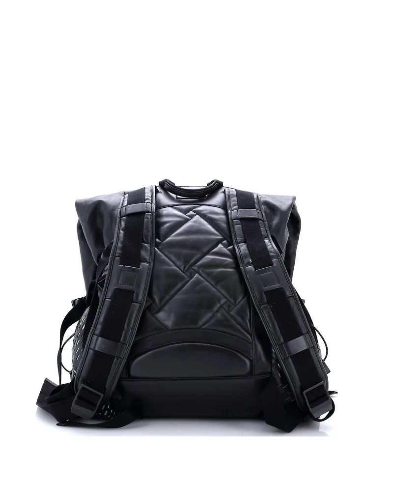 Pre-Owned Bottega Veneta Fold Over Backpack Leather with Perforated Detail