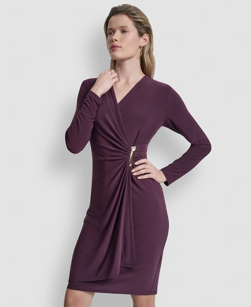 Dkny Women's V-Neck Faux Wrap Dress