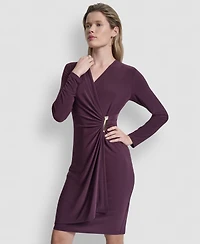 Dkny Women's V-Neck Faux Wrap Dress