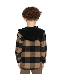 Deux par Little and Big Boy 6-12Y Flannel Shirt with Fleece Hood