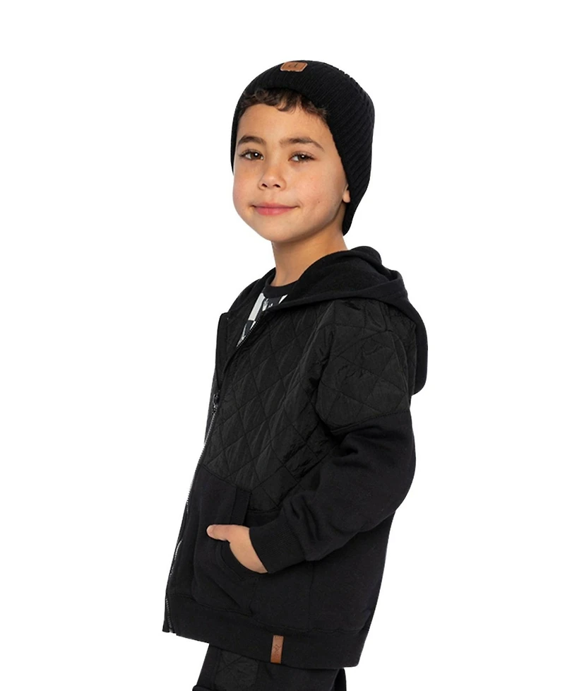 Deux par Toddler Boys (2T - 5T) Full Zip Hooded Bi-Material Cardigan Hoodies
