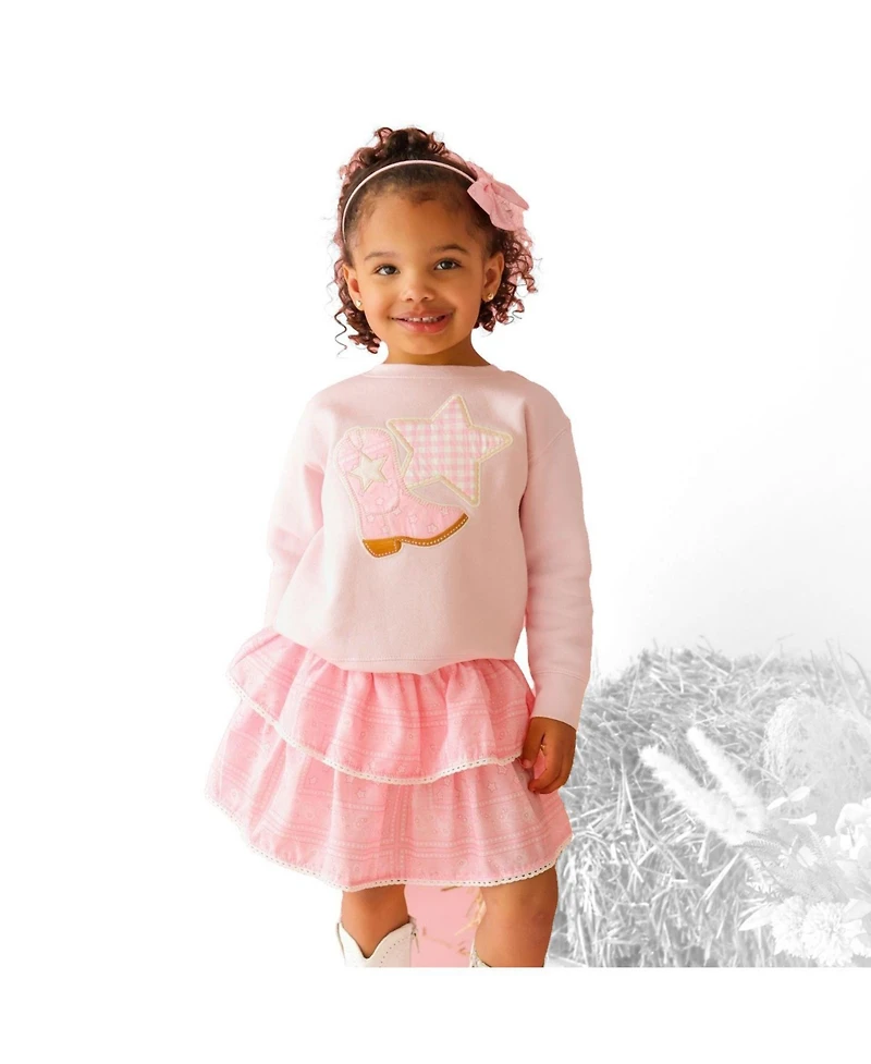 Sweet Wink Little Girl's (5-8) Bandana Cowgirl Patch Western Sweatshirt