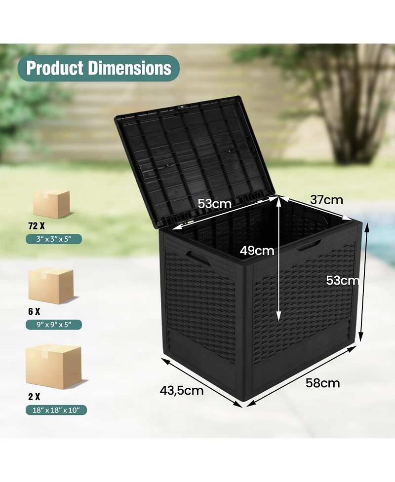 Gymax 25 Gallon Outdoor Storage Box Pp Deck Container With Rattan Patterns and Lockable Lid