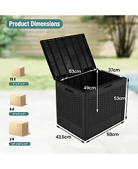 Gymax 25 Gallon Outdoor Storage Box Pp Deck Container With Rattan Patterns and Lockable Lid