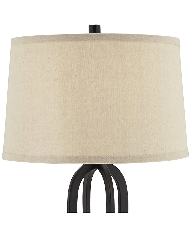 360 Lighting Marcel Industrial Table Lamps Set of 2 with Round Risers 24 1/4" High Led Nightlight Usb Port Shade for Living Room Desk