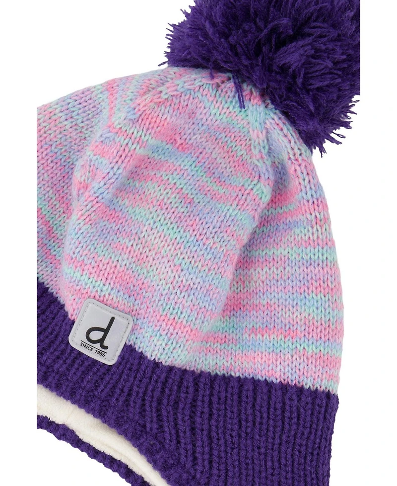Deux par Deux Toddler Girl (2-4) Winter Peruvian with Pompom Knit Hat
