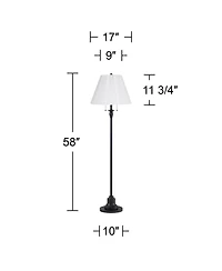 360 Lighting Dyna Traditional 58" Tall 2-Light Standing Floor Lamp Skinny Pole Pull Chain Finish Knife Pleated Shade
