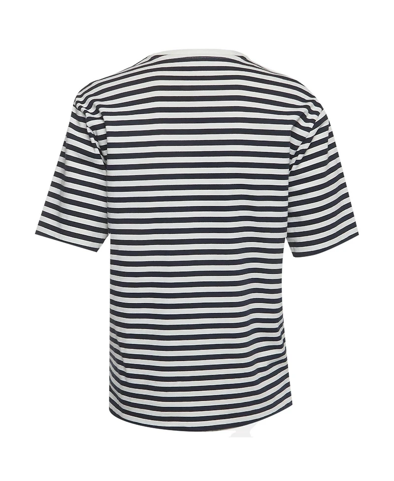 Pre-Owned Prada Women's Striped Logo Cotton Knit T-Shirt