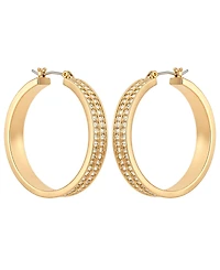 Guess Gold-Tone Crystal Stone Hoop Earrings