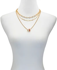 Guess Gold-Tone Crystal Stone Layered Necklace