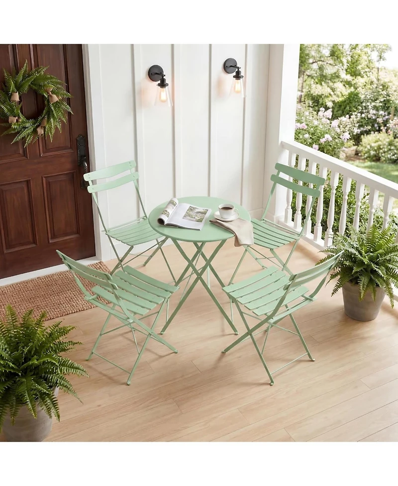 gaomon 5Piece Patio Bistro Set - Metal Frame Folding Patio Furniture, Bistro Table and Chairs Set, No Assembly Needed, for Balcony, Yard, Garden
